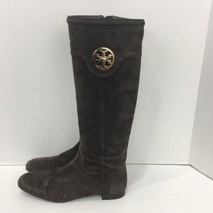 Tory Burch Chocolate Suede Selma Tall Boots 7.5